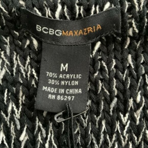 BCBGMaxAzria Open Knit Body-con Sweater Dress Cocktail Beaded Black M - Picture 3 of 9